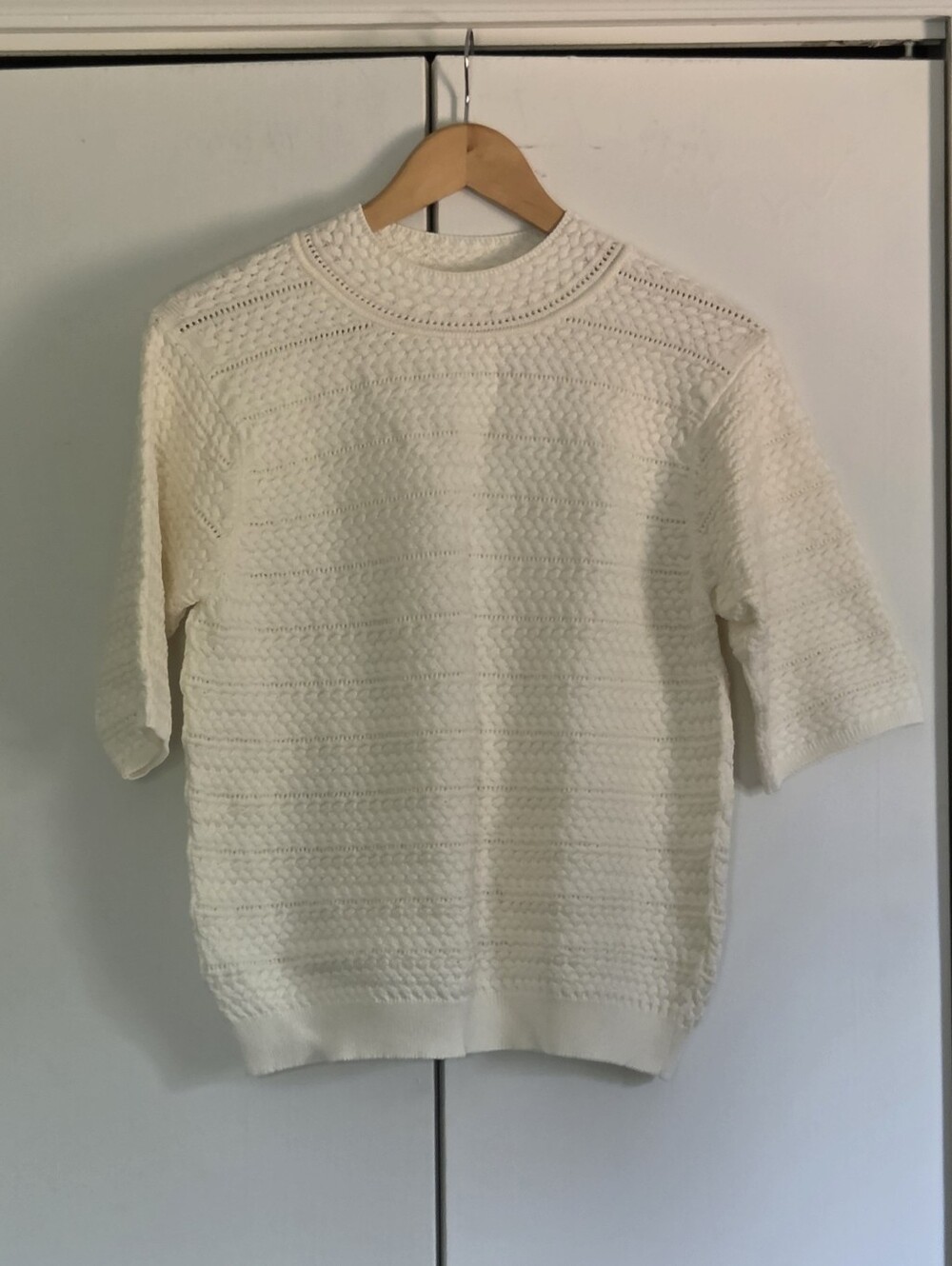 Molli Classic Cream Knit Short-Sleeve Sweater